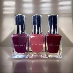 NEW 3 Pc BELLE EN ARGENT Vegan 8 Free Nail Polish Bundle | Full Size | 0.33 oz
